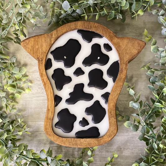 Black Cow Print, Cute Cow Dough Bowl Candle (CWH)